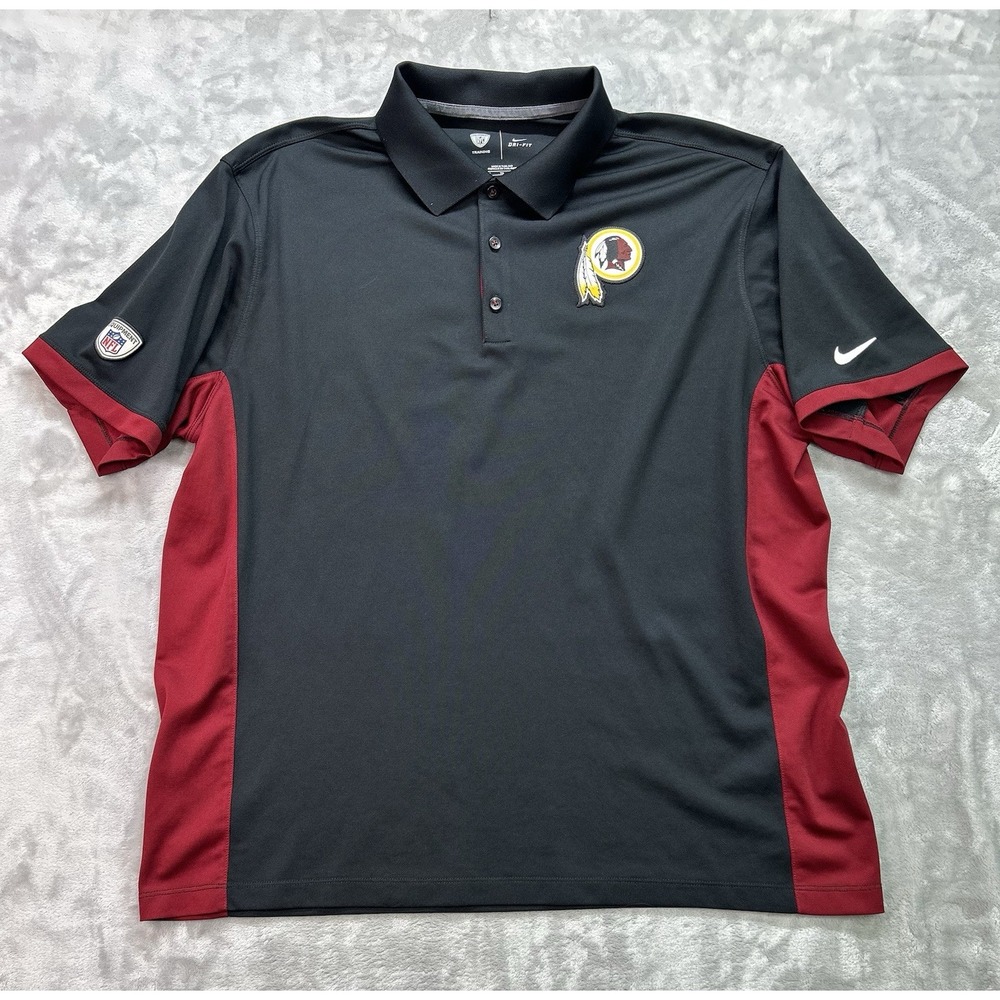 Nike NFL Equipment Training Dri Fit Washington Redskins Golf Polo Shirt Mens XL